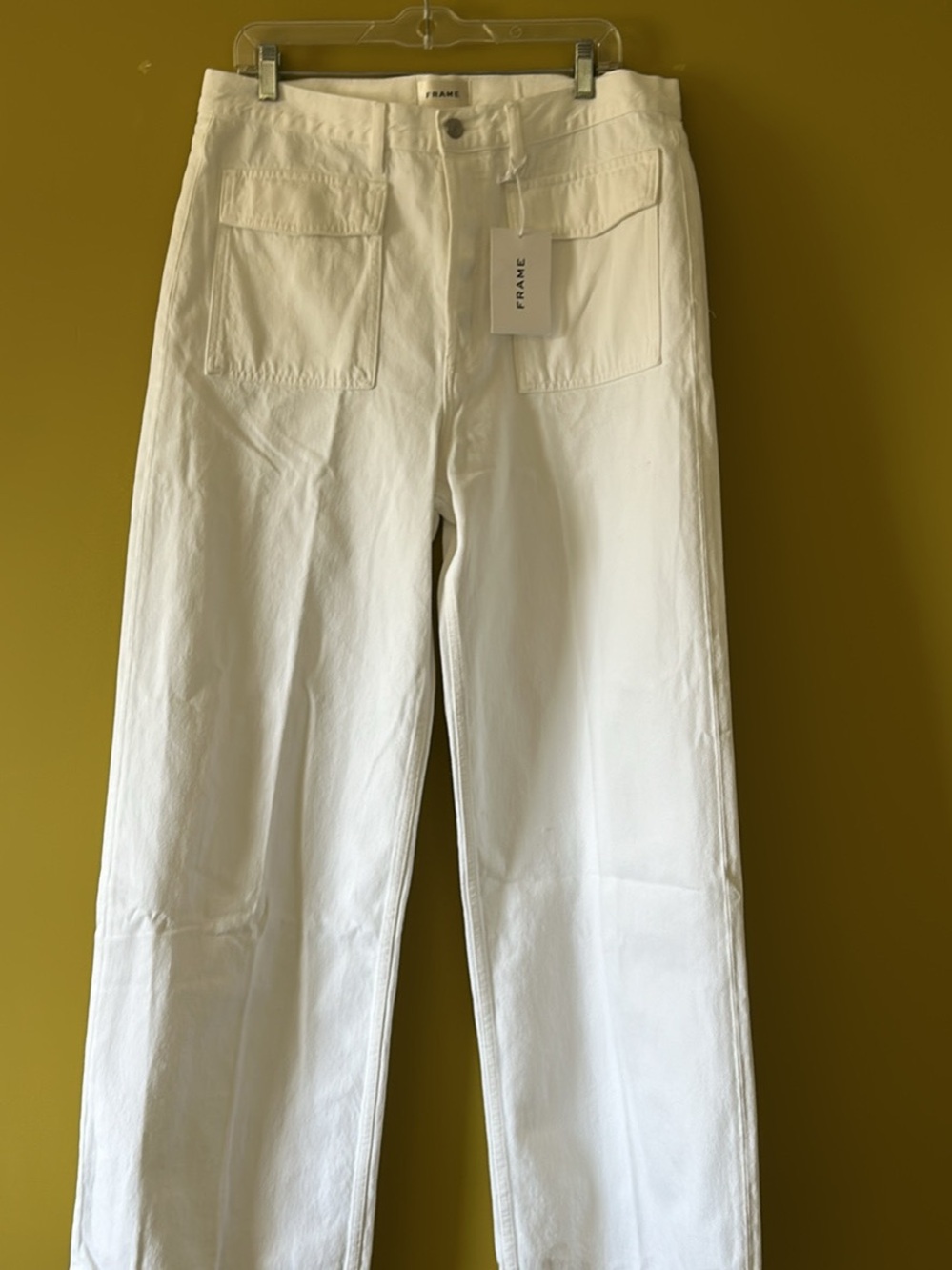 Frame Denim White Straight-Leg Chinos
